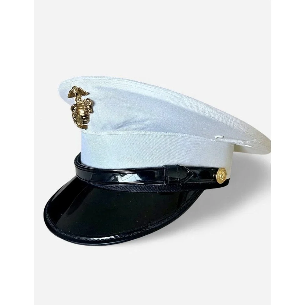 USMC Marine Corps Dress White Service Cap Bernard 6 5/8 EGA Military Hat